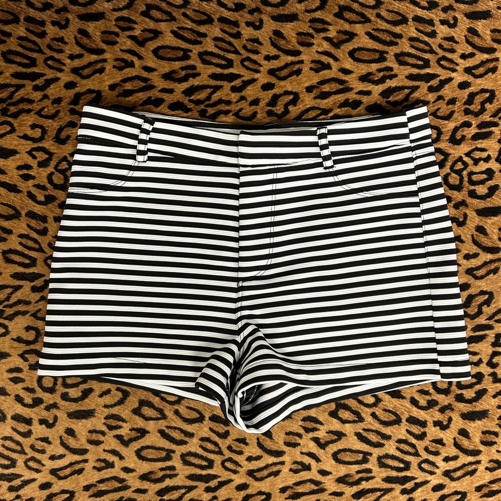 Vintage Forever 21 Black and White Striped Micro Shorts